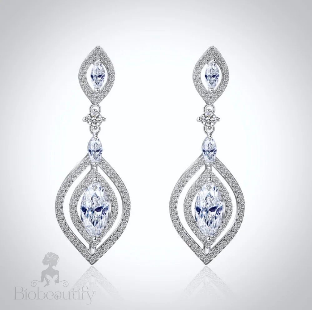 Mae Silver Cz Bridal Earrings