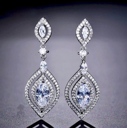 Mae Silver Cz Bridal Earrings