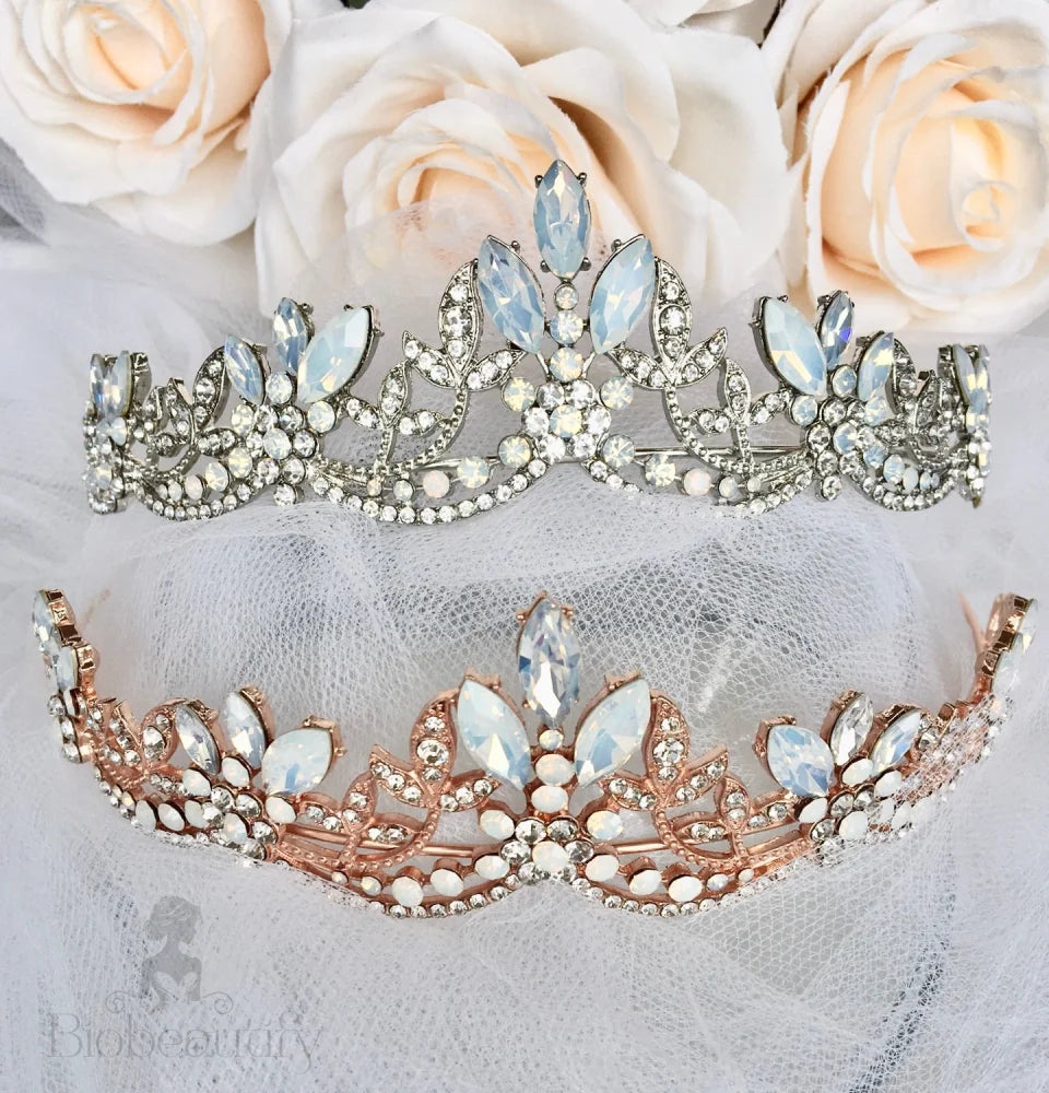 Maelynn Opal Bridal Tiara Silver Rose Gold Options