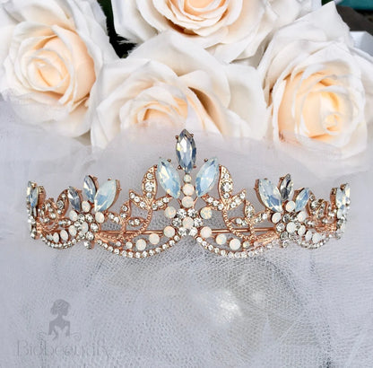 Maelynn Opal Bridal Tiara Silver Rose Gold Options