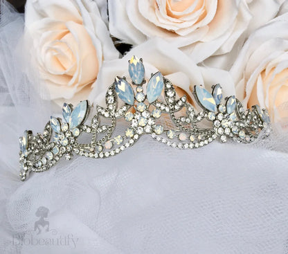 Maelynn Opal Bridal Tiara Silver Rose Gold Options