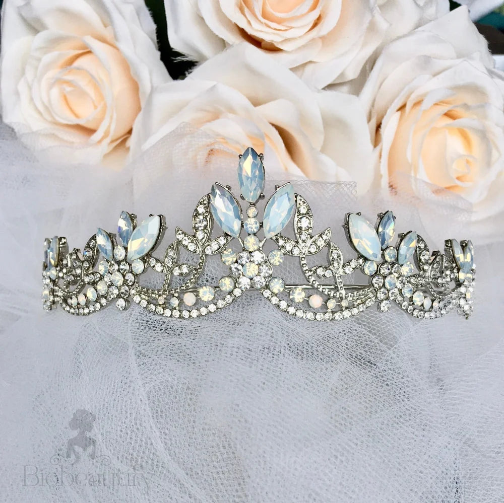 Maelynn Opal Bridal Tiara Silver Rose Gold Options