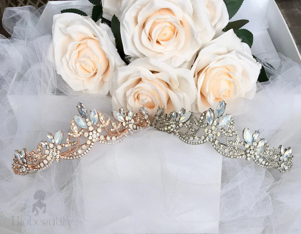 Maelynn Opal Bridal Tiara Silver Rose Gold Options