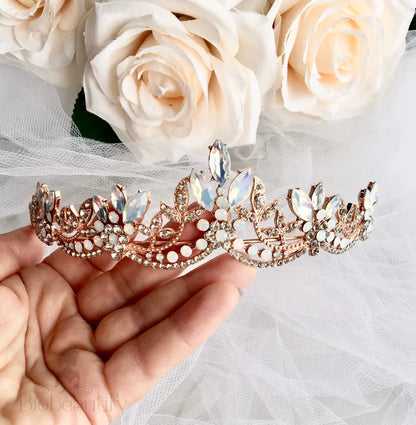 Maelynn Opal Bridal Tiara Silver Rose Gold Options