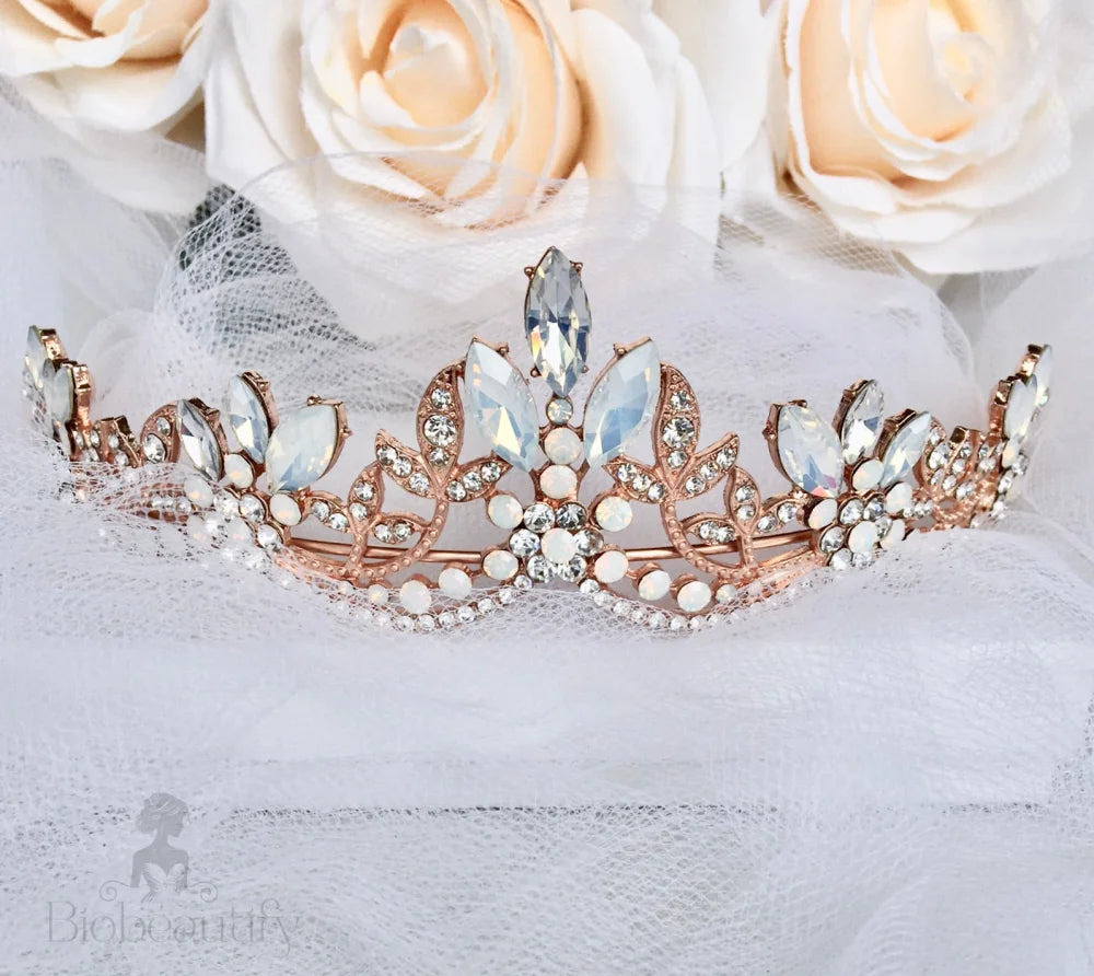 Maelynn Opal Bridal Tiara Silver Rose Gold Options