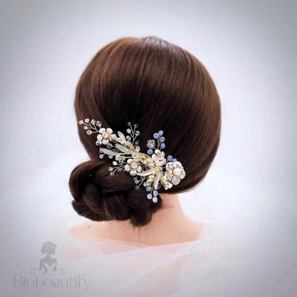 Magnolia Pearl And Opal Gold Bridal Hair Clip