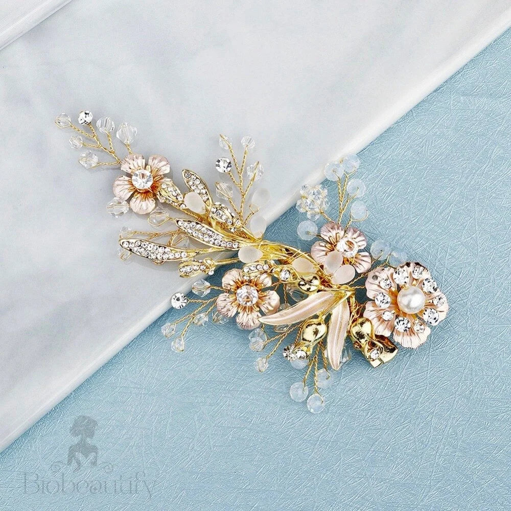 Magnolia Pearl And Opal Gold Bridal Hair Clip