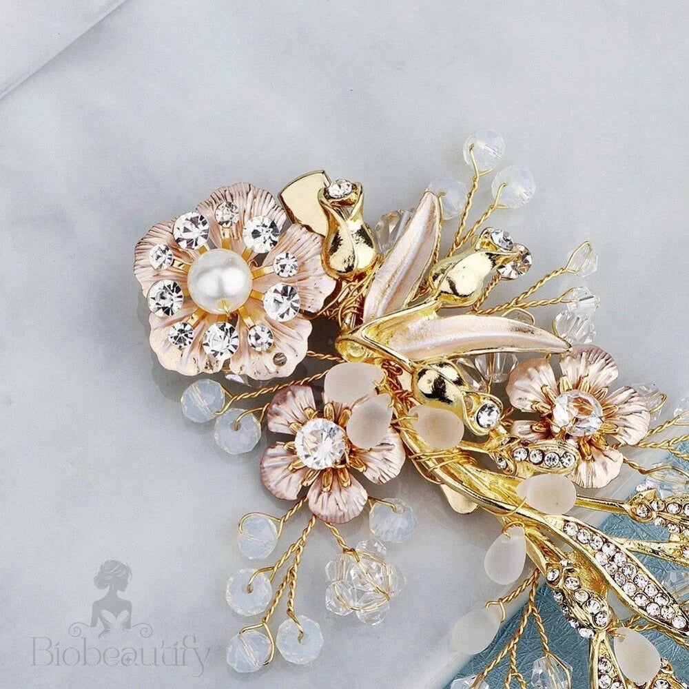 Magnolia Pearl And Opal Gold Bridal Hair Clip