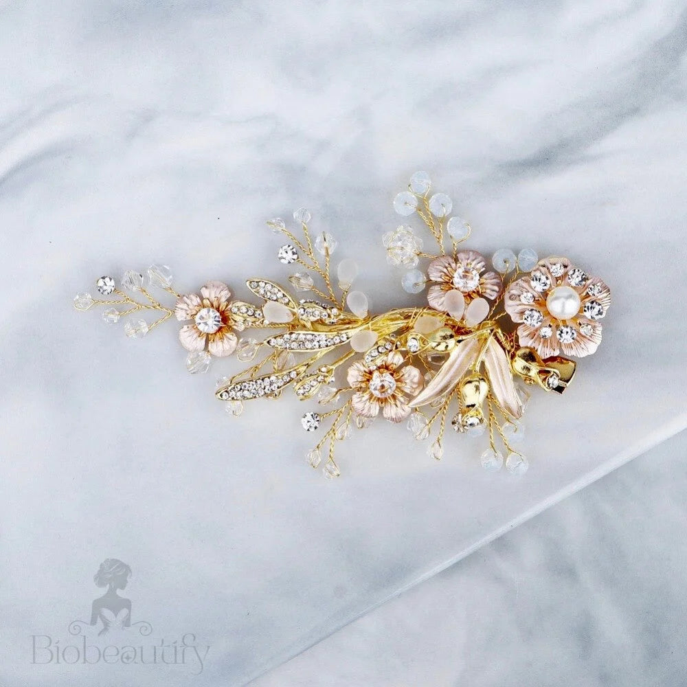 Magnolia Pearl And Opal Gold Bridal Hair Clip