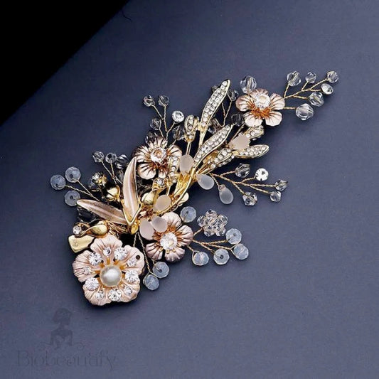 Magnolia Pearl And Opal Gold Bridal Hair Clip