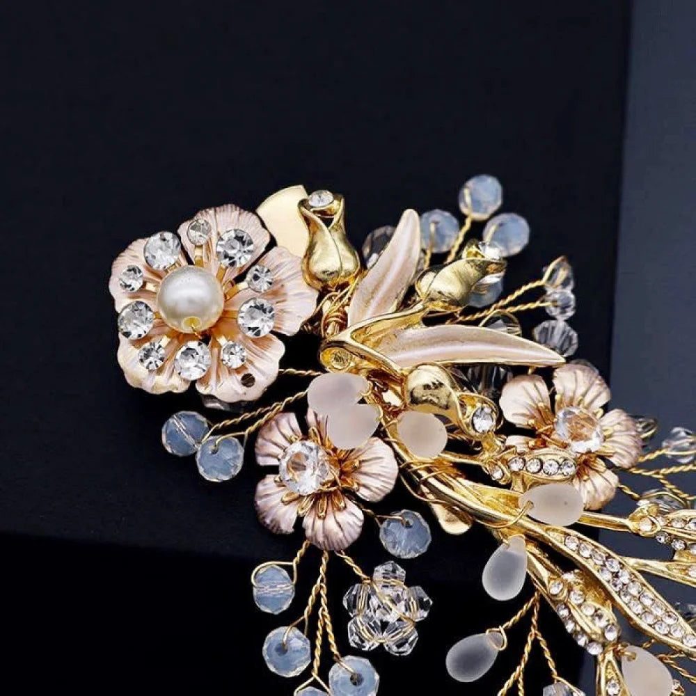 Magnolia Pearl And Opal Gold Bridal Hair Clip