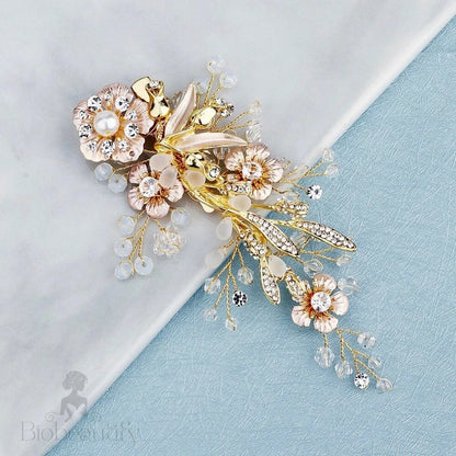 Magnolia Pearl And Opal Gold Bridal Hair Clip