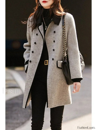 Maillard Girl Preppy Style Woolen Suit Overcoats