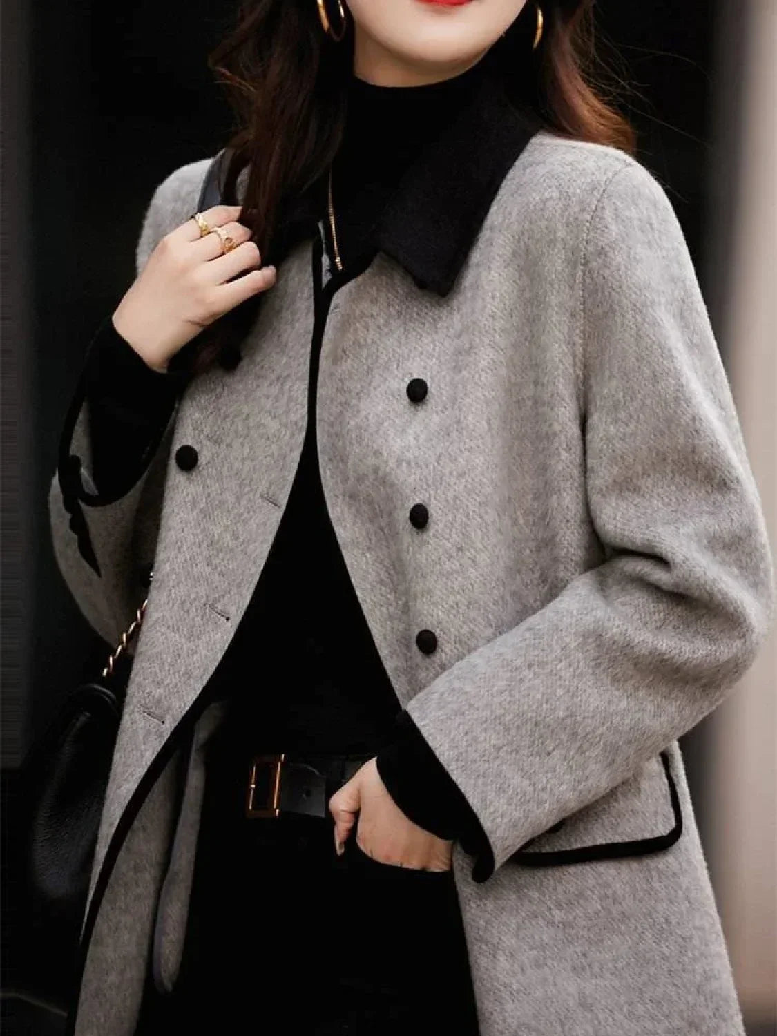 Maillard Girl Preppy Style Woolen Suit Overcoats