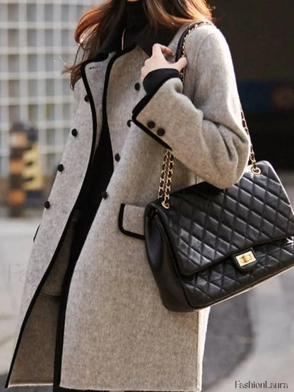 Maillard Girl Preppy Style Woolen Suit Overcoats