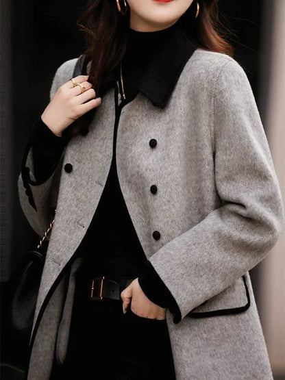 Maillard Girl Preppy Style Woolen Suit Overcoats