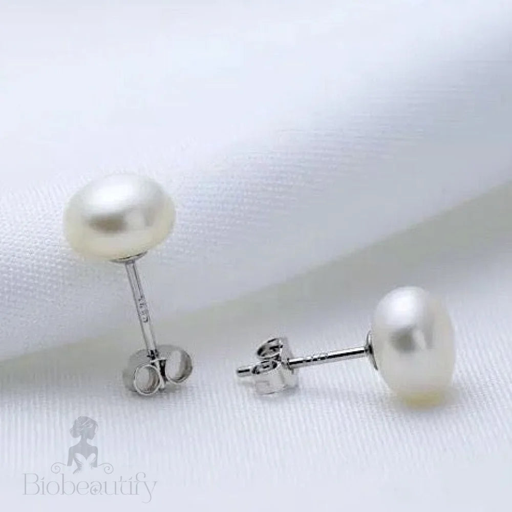 Maisy Freshwater Pearl And Silver Stud Earrings