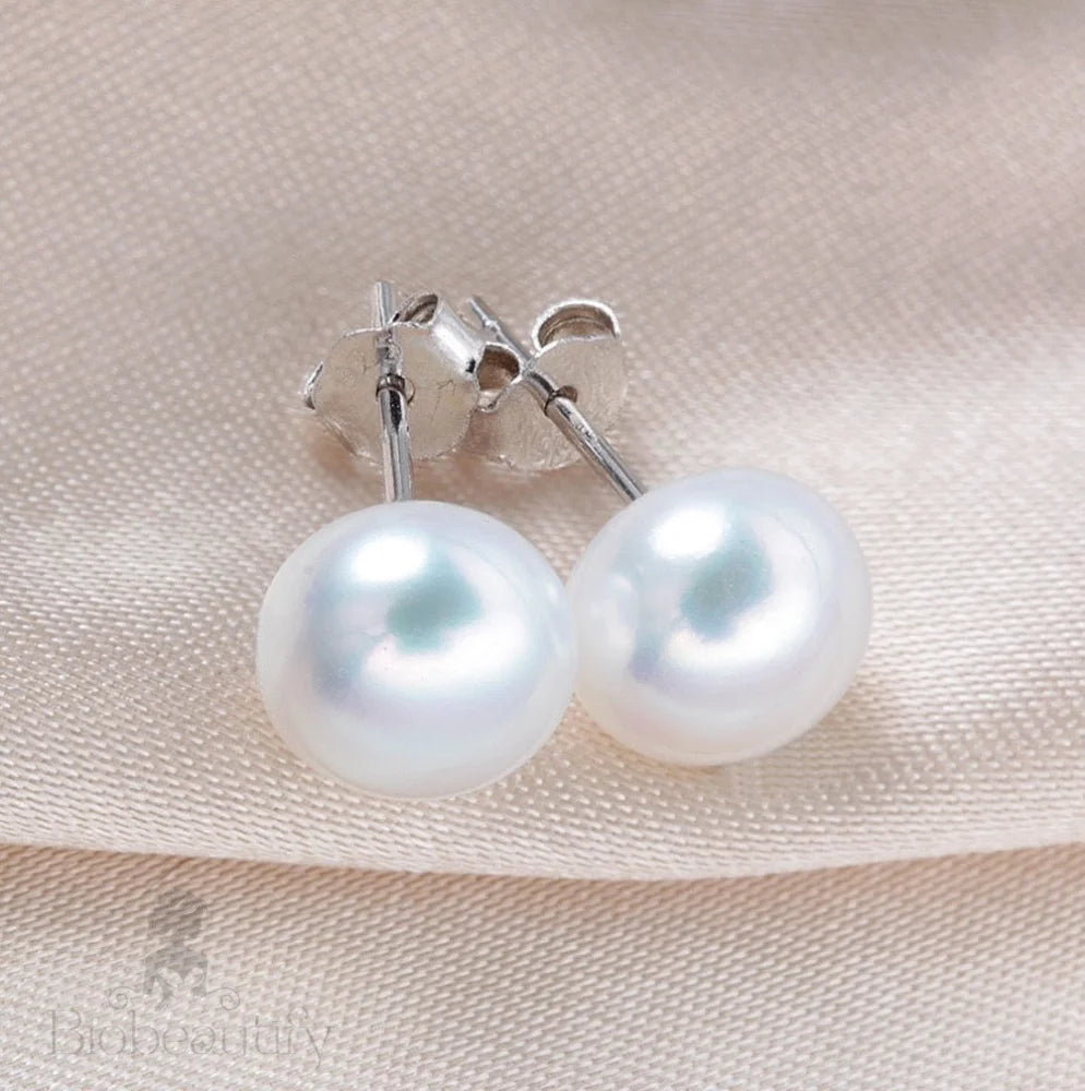 Maisy Freshwater Pearl And Silver Stud Earrings