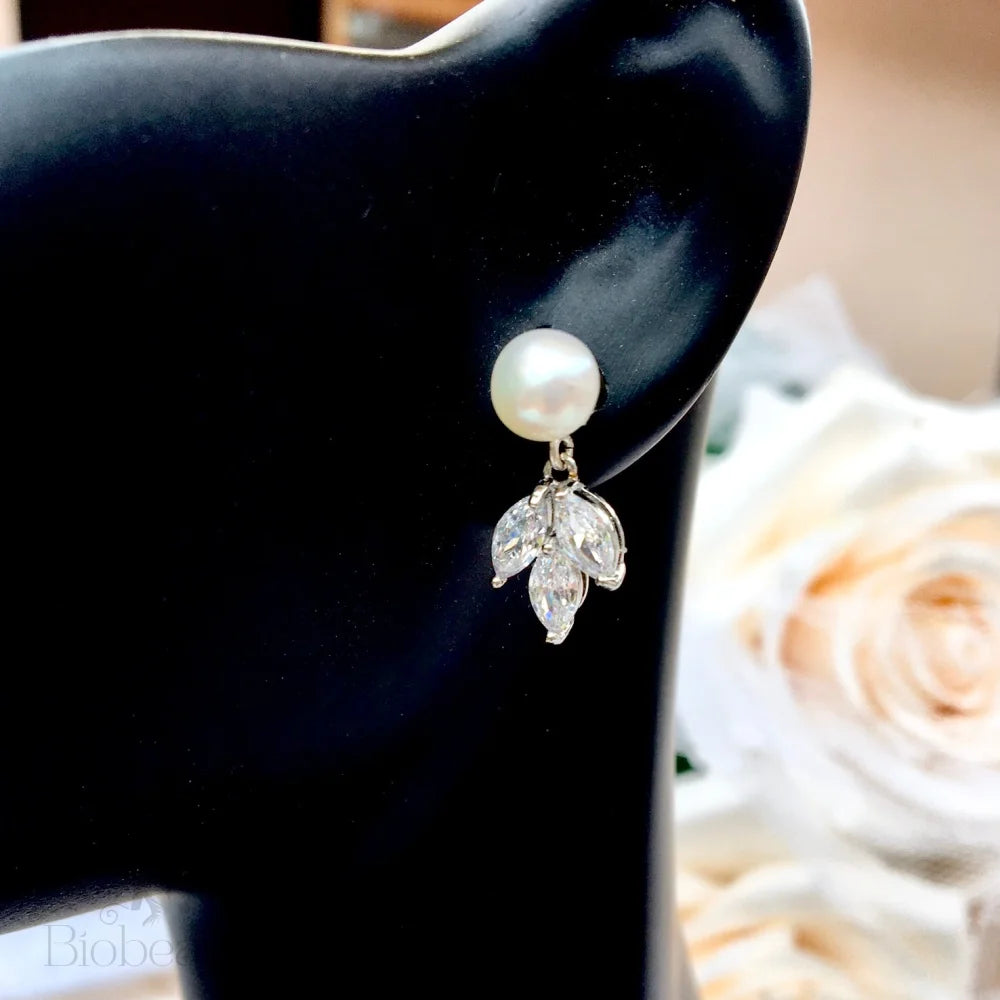 Maitlyn Pearl And Cubic Zirconia Bridal Earrings