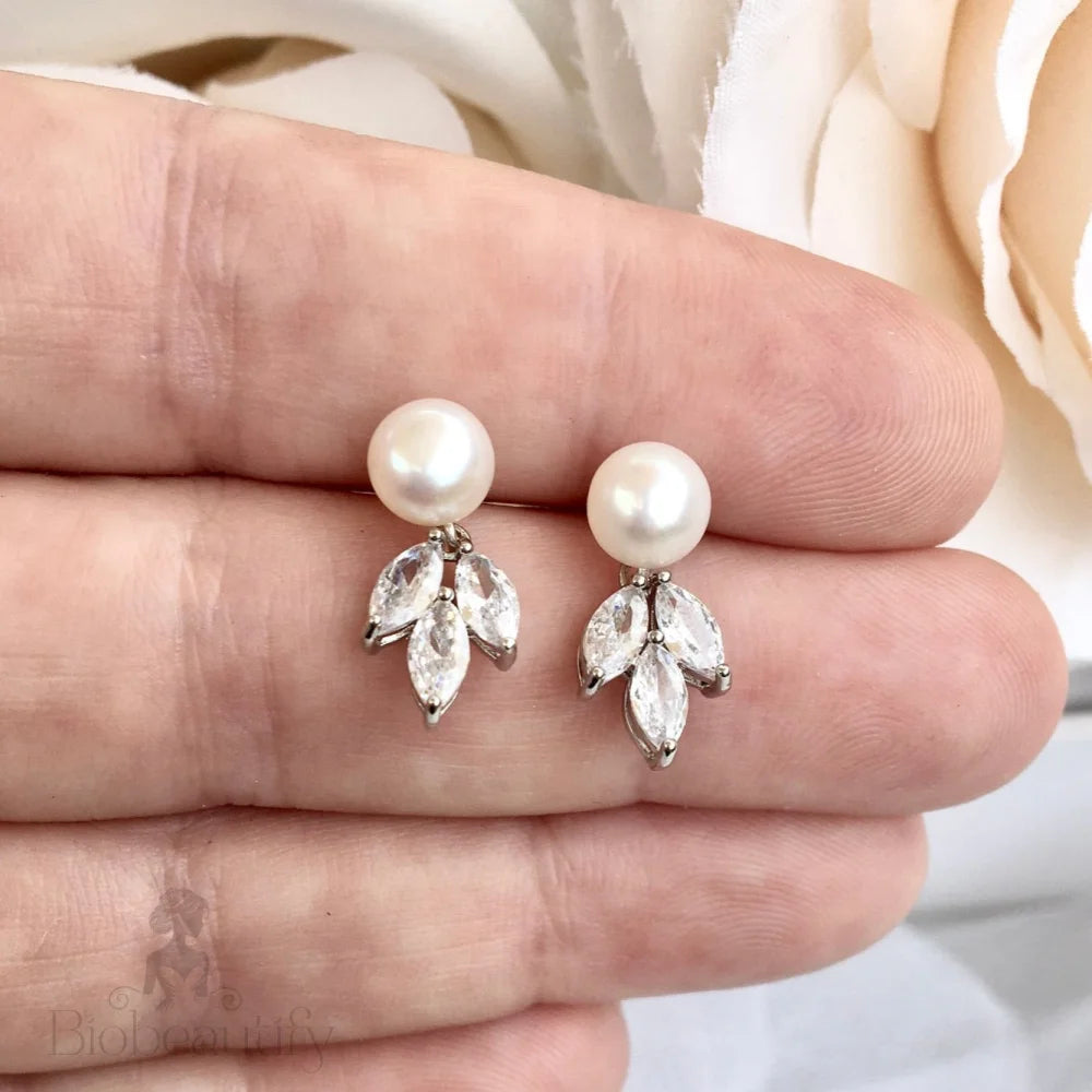 Maitlyn Pearl And Cubic Zirconia Bridal Earrings