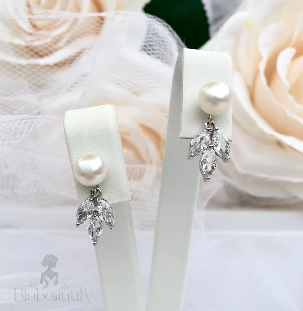 Maitlyn Pearl And Cubic Zirconia Bridal Earrings