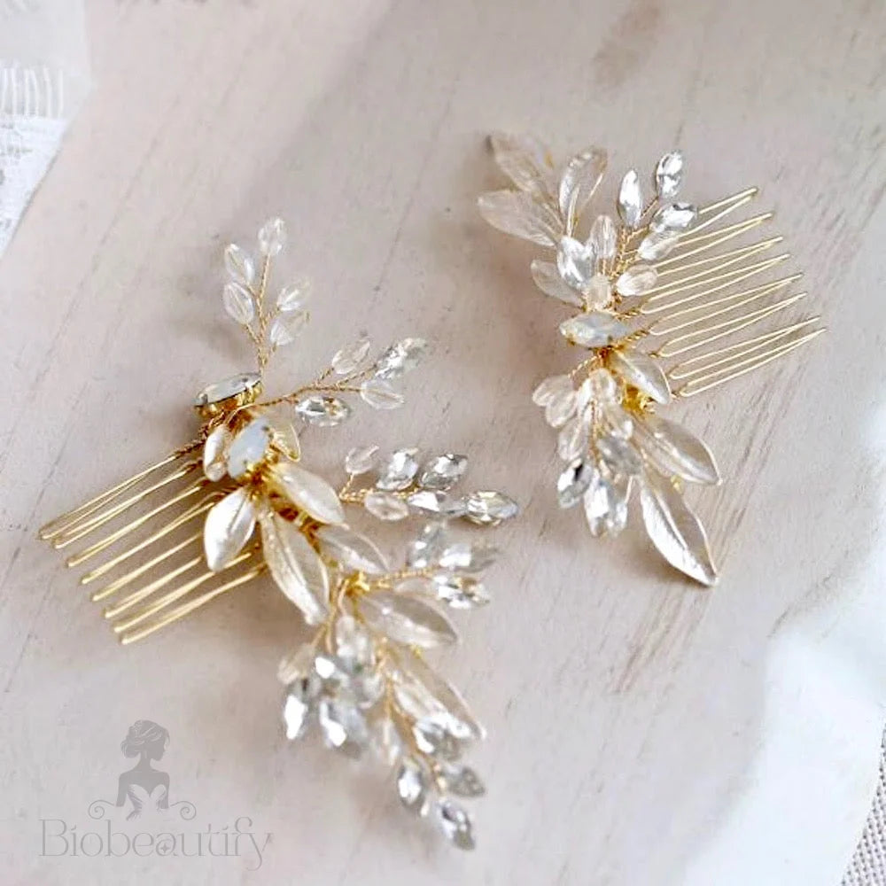 Wedding Hair Accessories - Gold Opal  Bridal Hair Comb