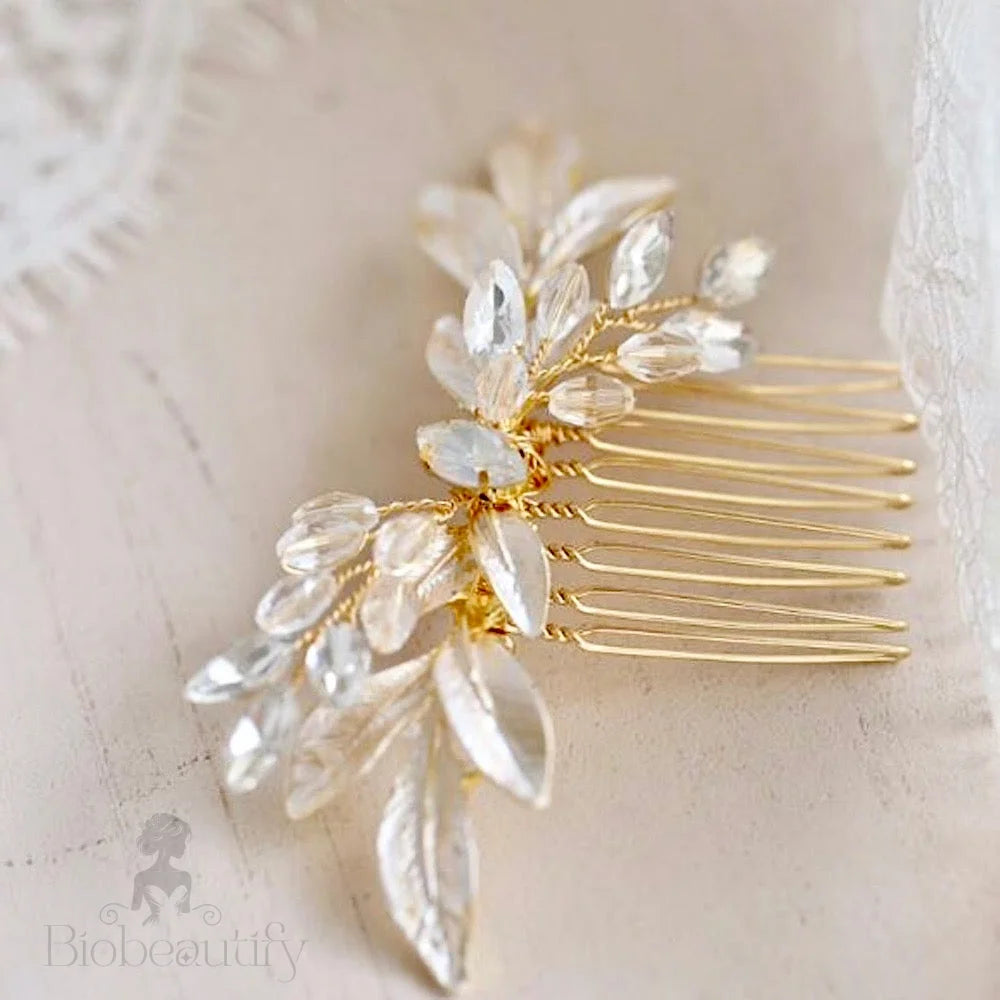 Wedding Hair Accessories - Gold Opal  Bridal Hair Comb