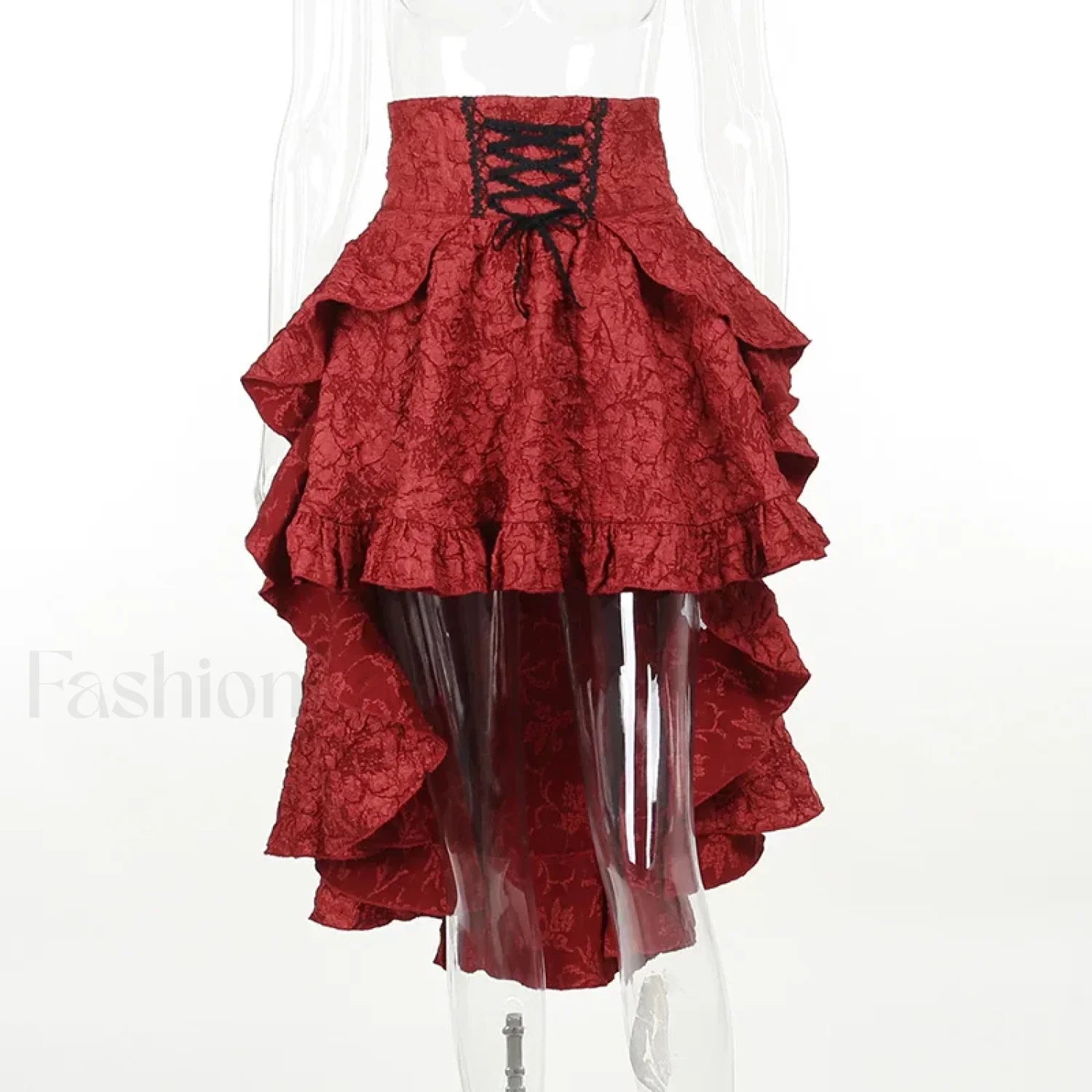 Mall Goth High Waist Swallowtail Women’s SteamVintage Lace Up Asymmetrical High Low Red / S
