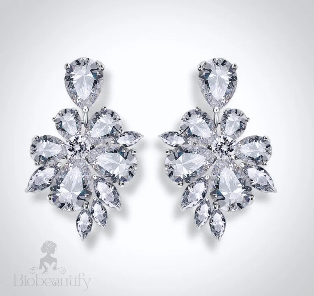 Mallory Silver Cz Bridal Earrings