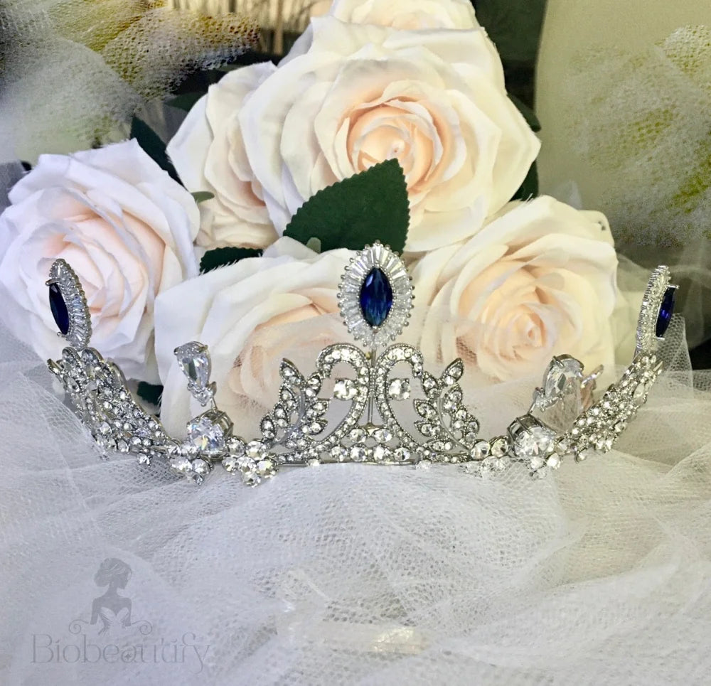 Mara Blue Cubic Zirconia Wedding Tiara