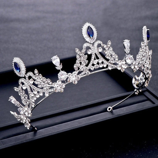 Mara Blue Cubic Zirconia Wedding Tiara