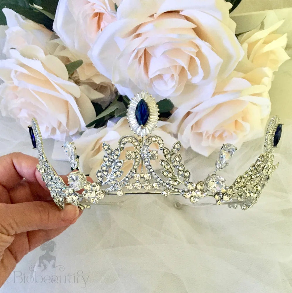 Mara Blue Cubic Zirconia Wedding Tiara