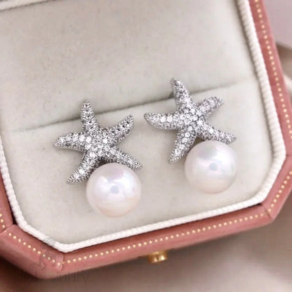 Marbella Pearl Crystal Sea Star Bridal Earrings