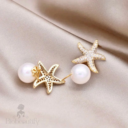 Marbella Pearl Crystal Sea Star Bridal Earrings