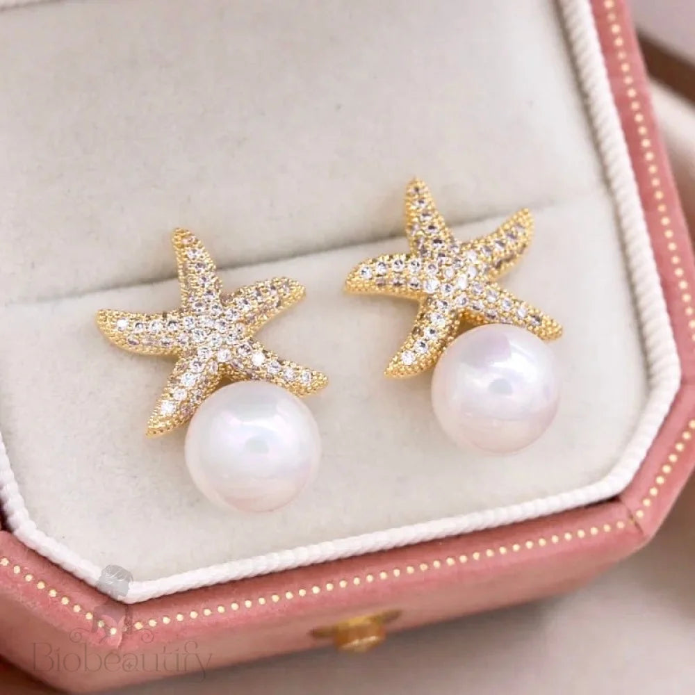 Marbella Pearl Crystal Sea Star Bridal Earrings