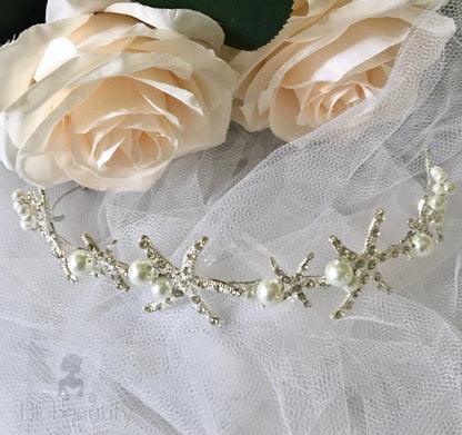 Marbella Pearl Crystal Sea Star Bridal Headband