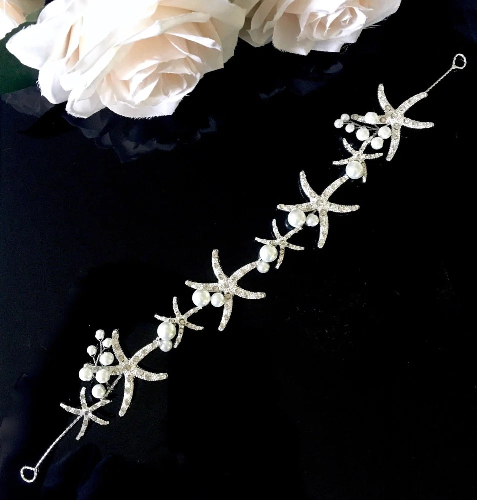 Marbella Pearl Crystal Sea Star Bridal Headband