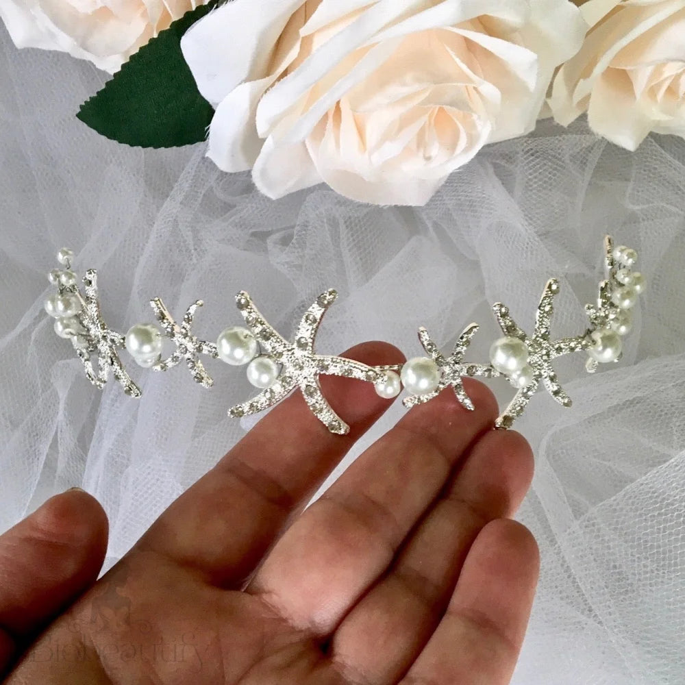 Marbella Pearl Crystal Sea Star Bridal Headband