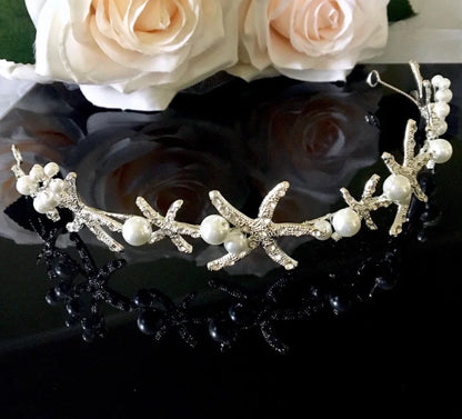 Marbella Pearl Crystal Sea Star Bridal Headband