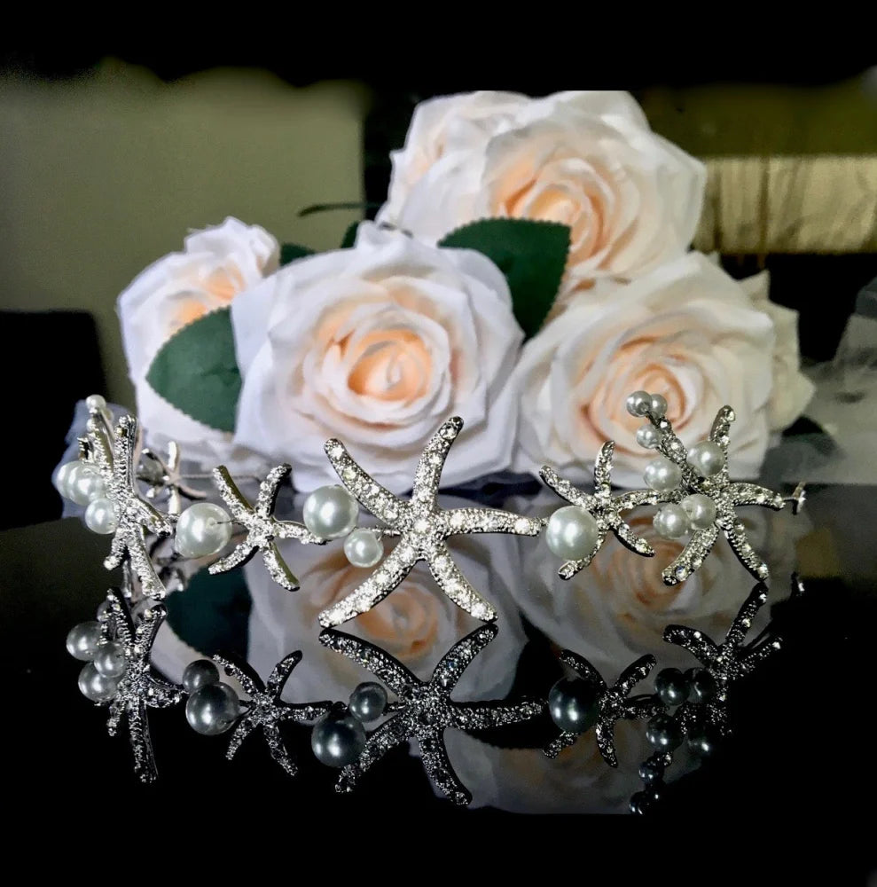 Wedding Hair Accessories - Pearl and Crystal Sea Star Bridal Headband