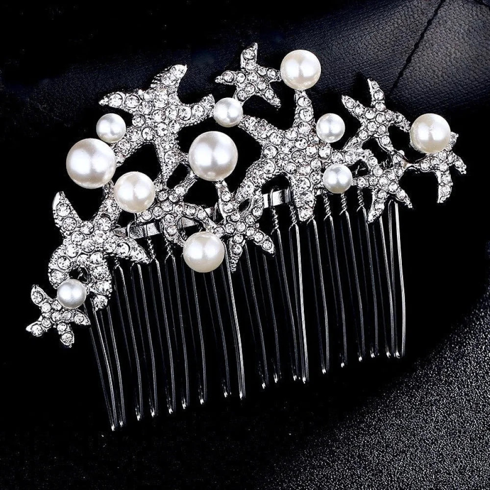 Marbella Sea Star Bridal Hair Comb With Pearls And Crystals