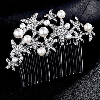 Marbella Sea Star Bridal Hair Comb With Pearls And Crystals