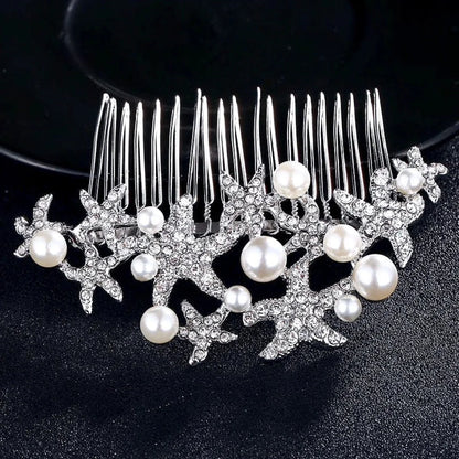 Marbella Sea Star Bridal Hair Comb With Pearls And Crystals