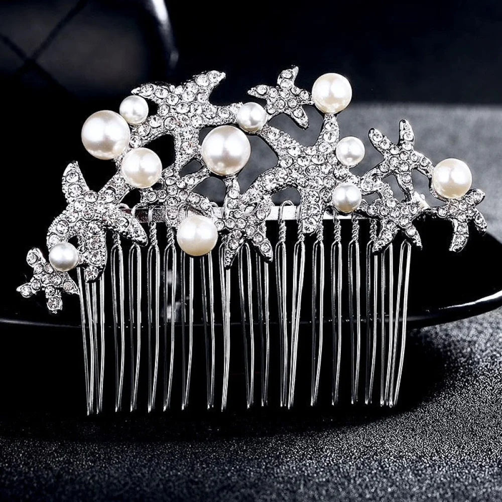 Marbella Sea Star Bridal Hair Comb With Pearls And Crystals