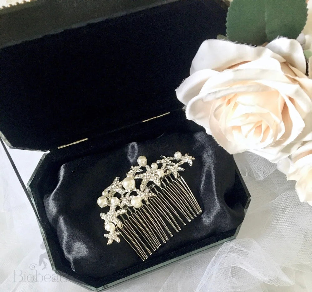 Marbella Sea Star Bridal Hair Comb With Pearls And Crystals