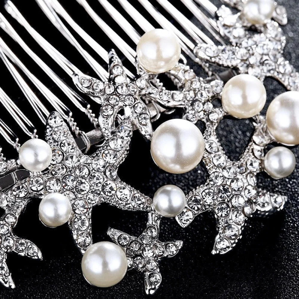 Marbella Sea Star Bridal Hair Comb With Pearls And Crystals