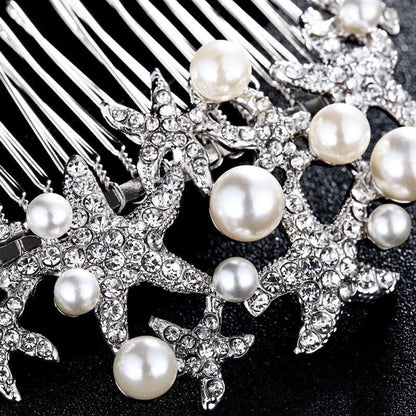 Marbella Sea Star Bridal Hair Comb With Pearls And Crystals