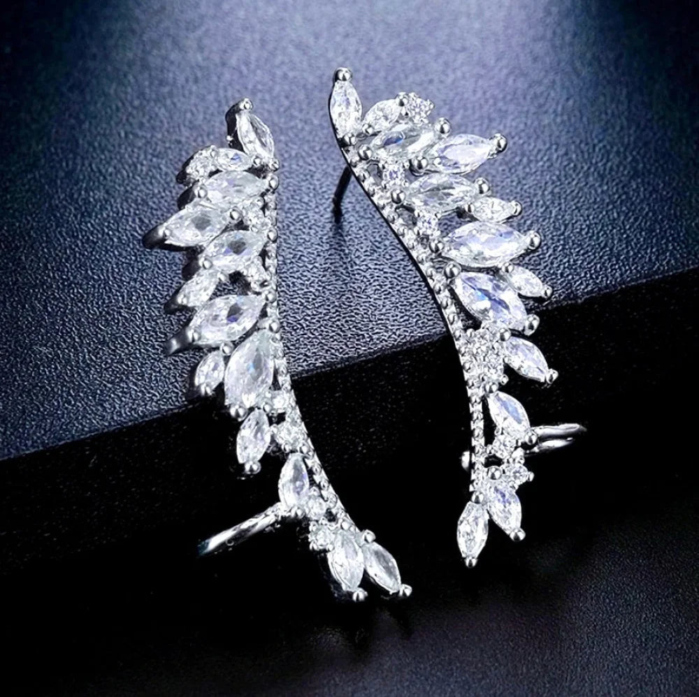 Marcy Silver Cz Bridal Climber Earrings