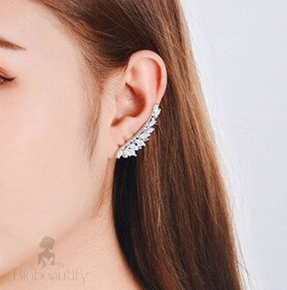 Marcy Silver Cz Bridal Climber Earrings