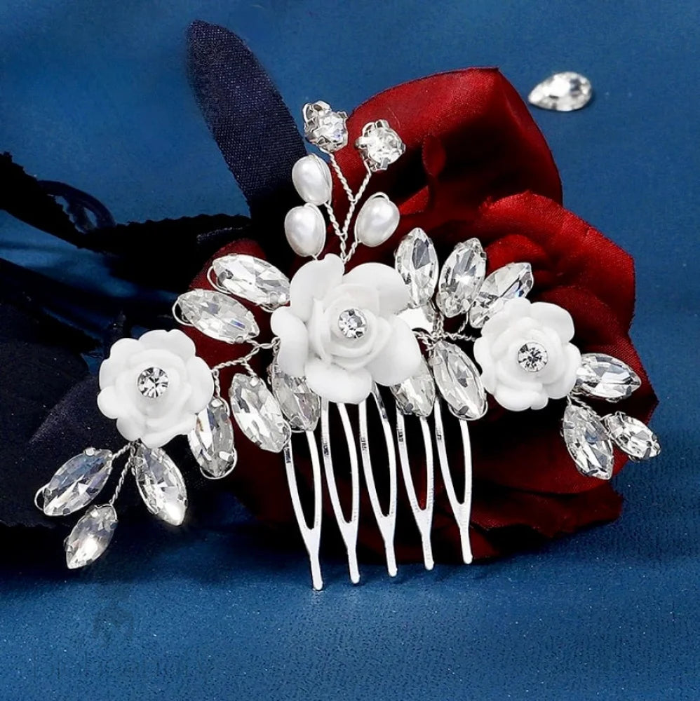 Maren Ceramic Flower Small Bridal Hair Accessory